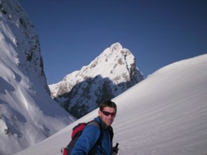 Simone in salita verso il Raukofel - Gruppo del Coglians - Alpi Carniche